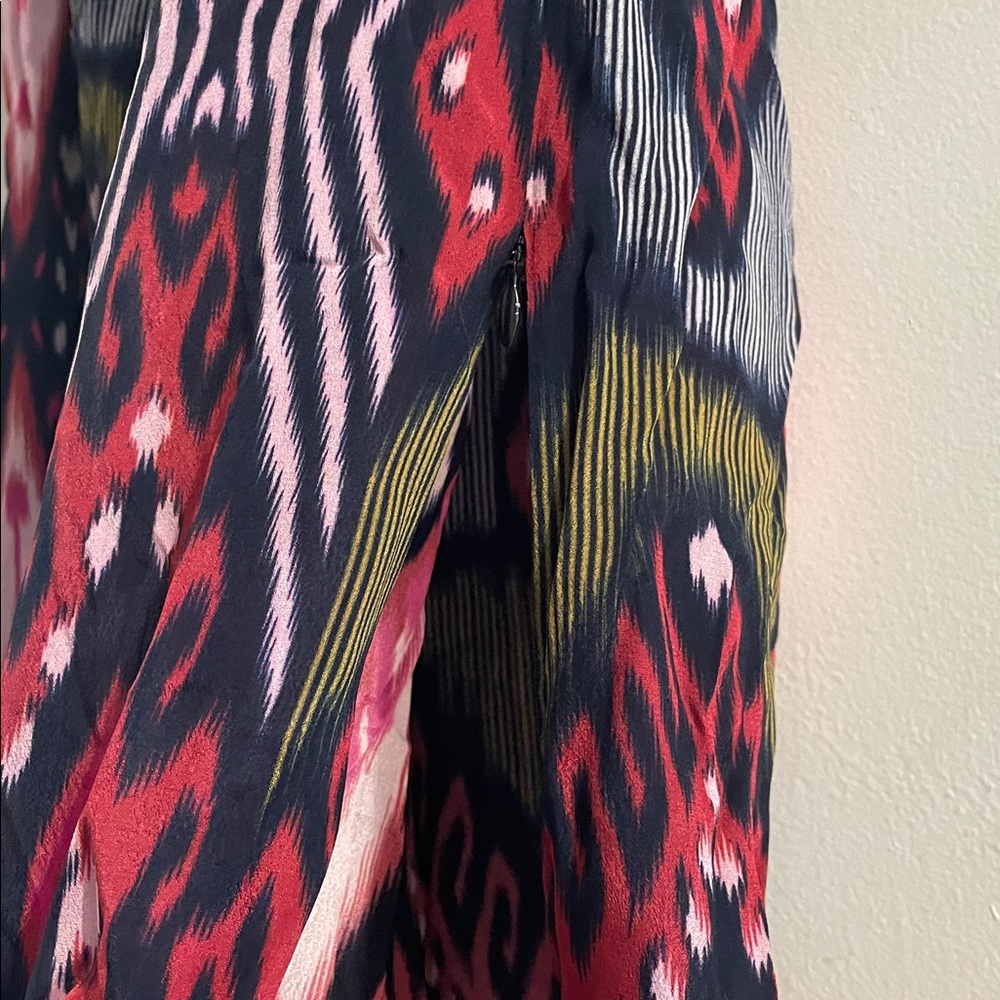 NWOT  Figue XS Ikat Multi Color Wide-leg Drawstring/Tassel ankle zipper Pants - Picture 7 of 11